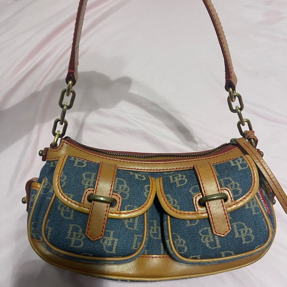 Dooney & Bourke Blue and Tan Shoulder Bag